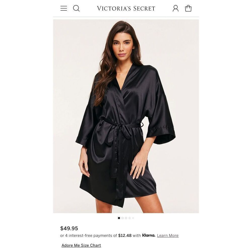 Womens Victoria’s Secret Satin Black Robe Size Small Medium